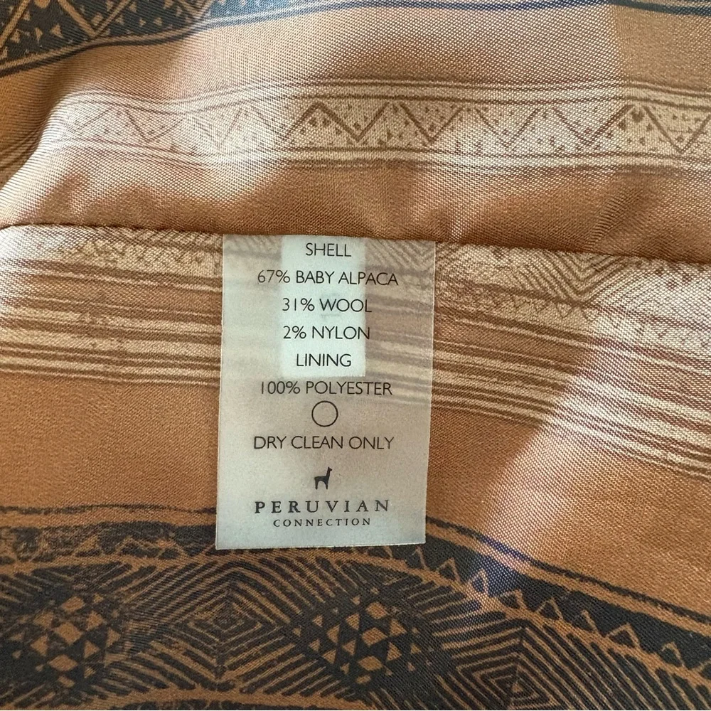 Peruvian Connection Swampscott Baby Alpaca Camel Brown Box Pleated Coat Size 12